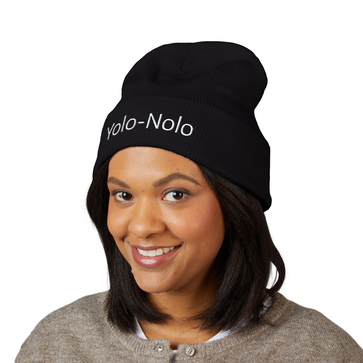 Embroidered Classic Cuffed Beanie - Yolo-Nolo Winter Hat