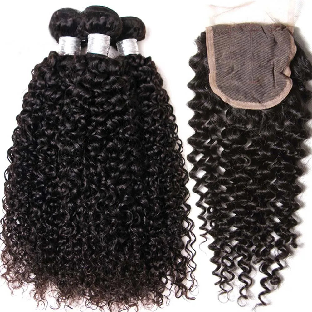 Peruvian Kinky Curly Bundles With Closure