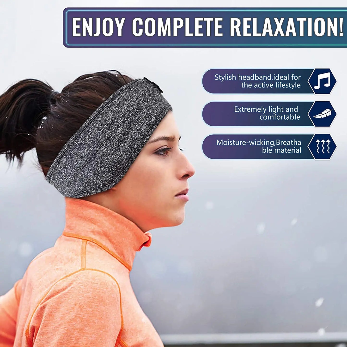 UYYNY Wireless Bluetooth Sleep Headphones - Lightweight Sports Headband with Speakers for Yoga, Jogging, and Travel