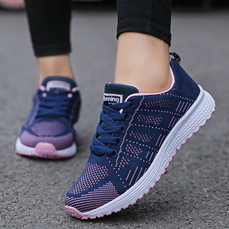 Women Casual Shoes Fashion Breathable Walking Mesh Flat Shoes