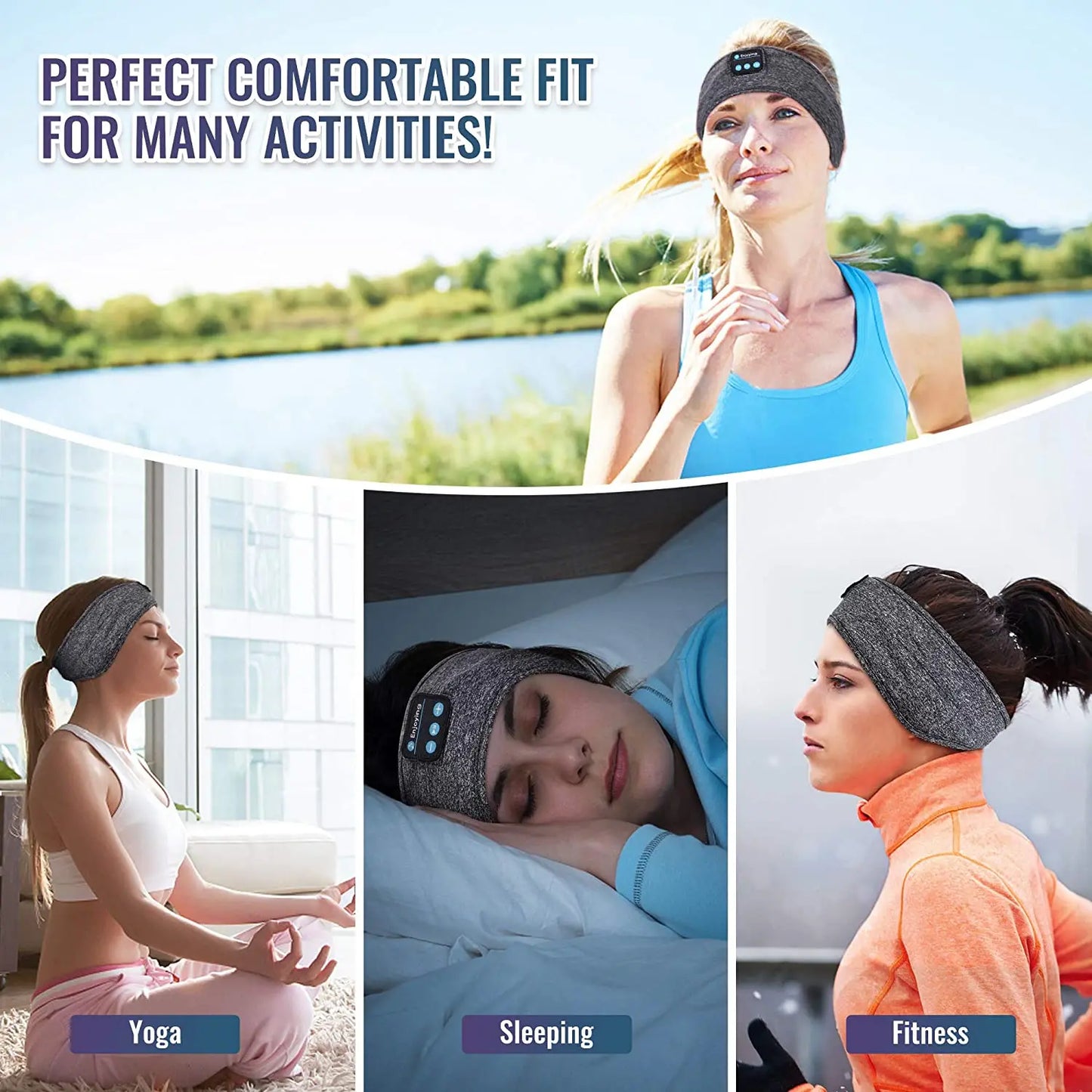 UYYNY Wireless Bluetooth Sleep Headphones - Lightweight Sports Headband with Speakers for Yoga, Jogging, and Travel