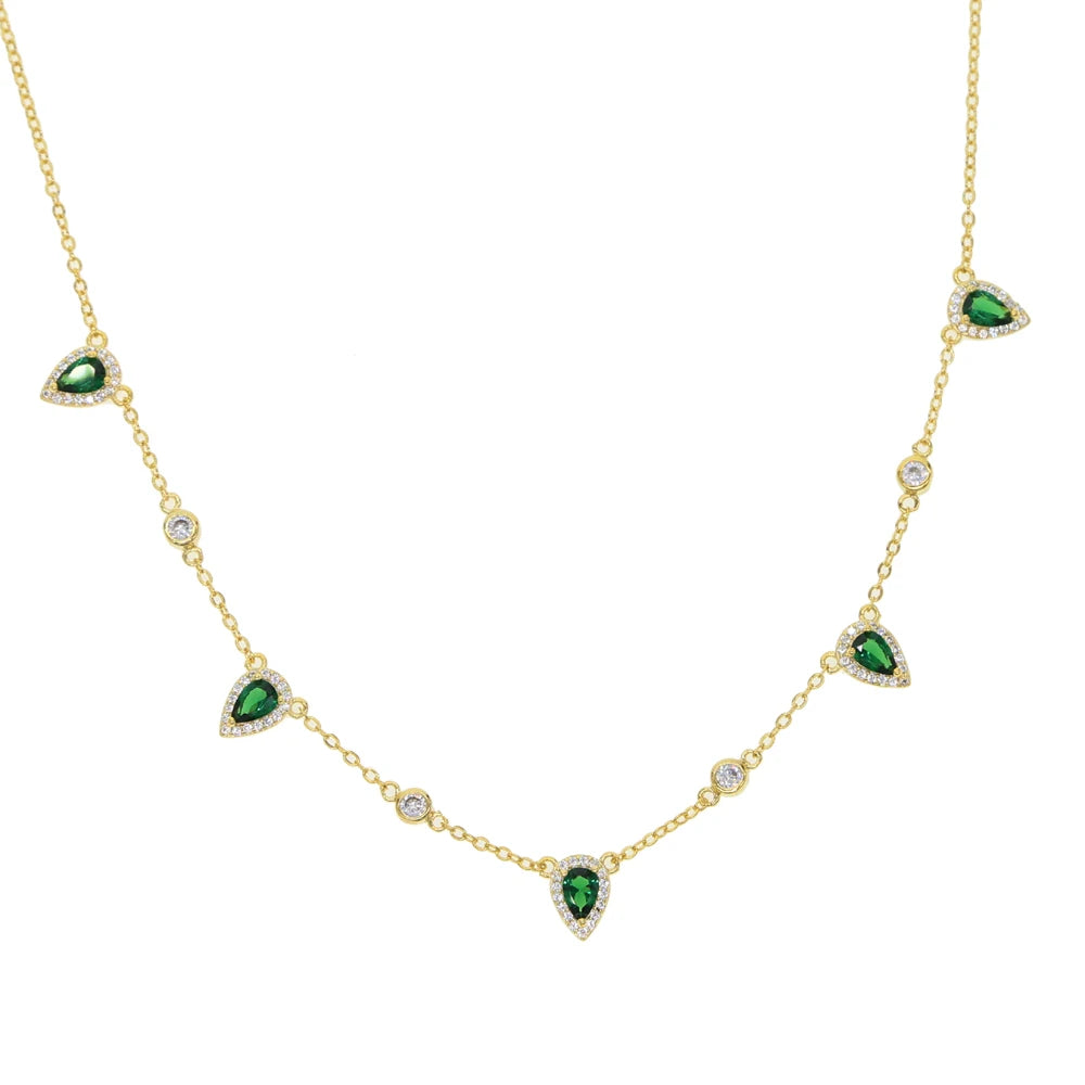Boho Gold-Plated Pink Cubic Zirconia Choker | Elegant Geometric Pendant Necklace for Women