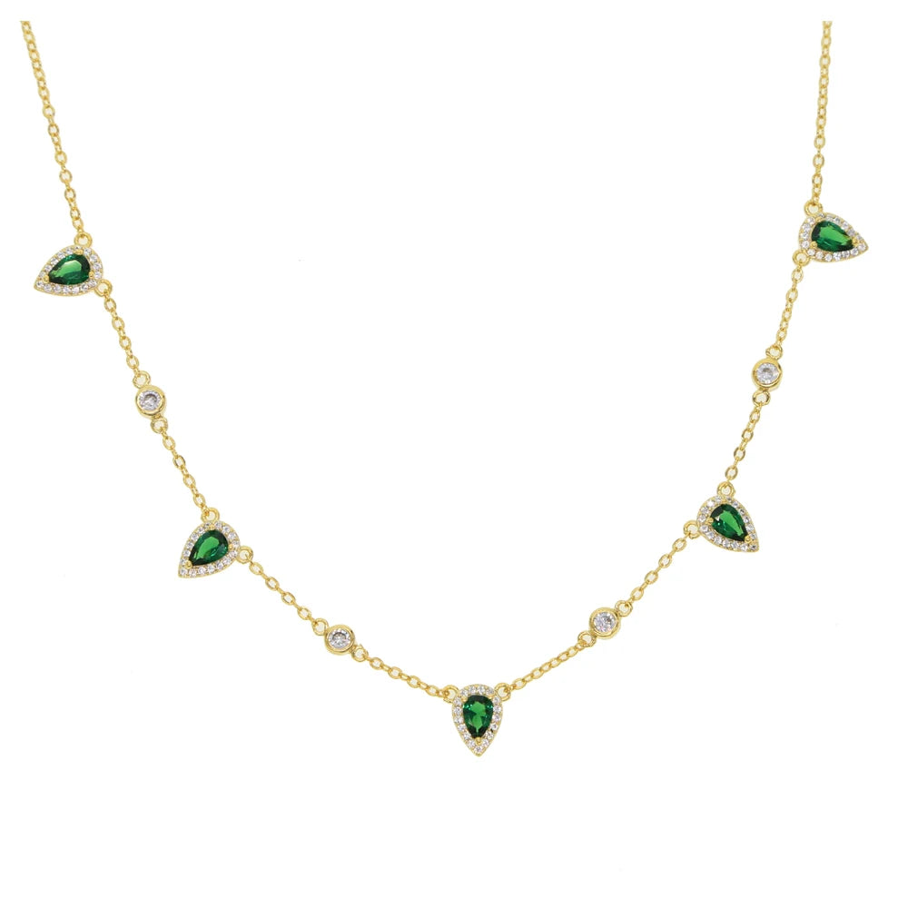 Boho Gold-Plated Pink Cubic Zirconia Choker | Elegant Geometric Pendant Necklace for Women