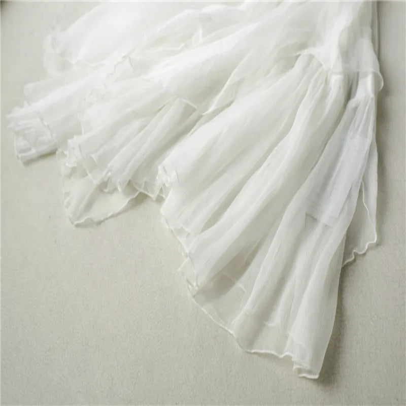 Elegant White Silk A-Line Dress for Women