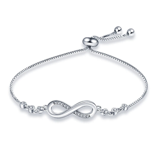 PANDACH Sterling Silver Infinity Adjustable Bracelet For Women