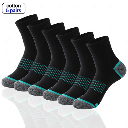 Premium Men's Sports & Casual Socks – Breathable Cotton Blend, 5 Pairs (Size 38-45)