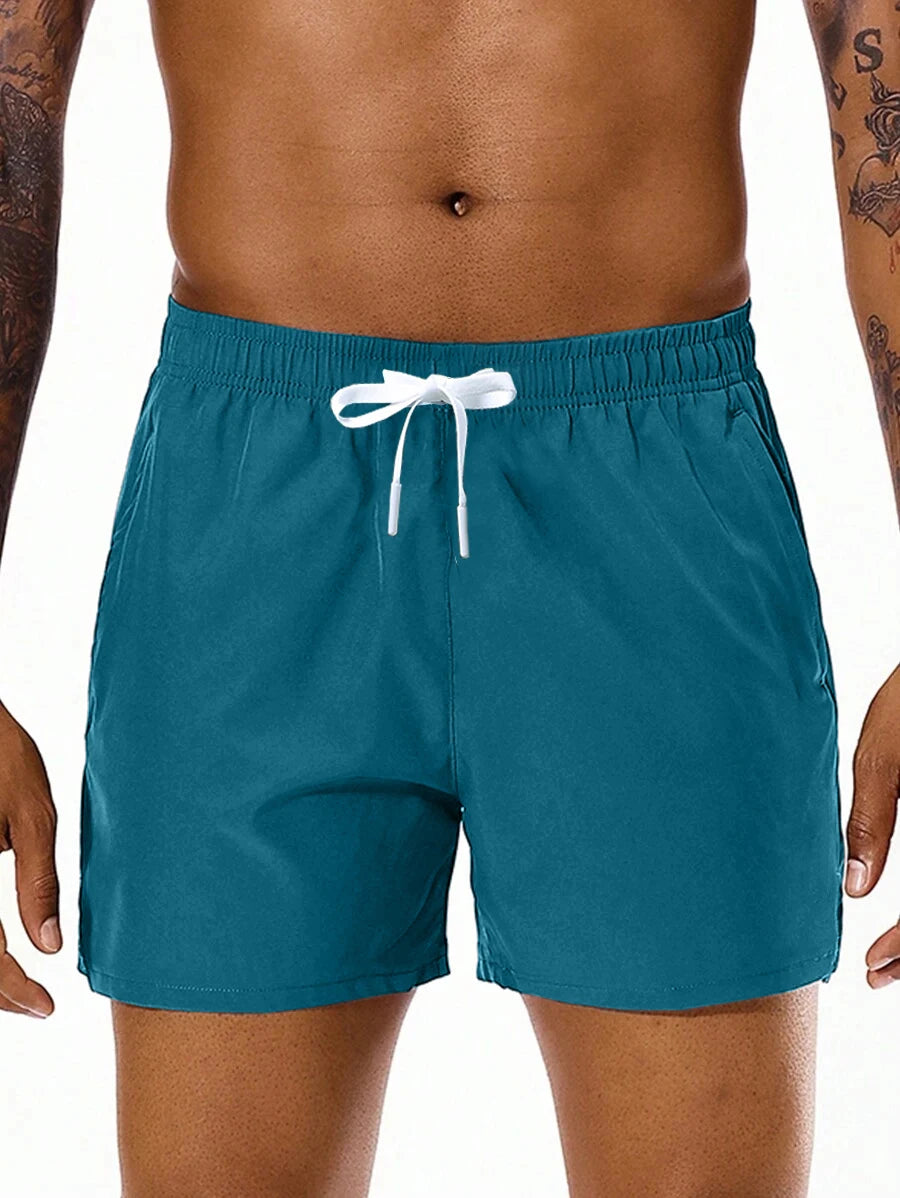 Men’s Casual Solid Quick-Dry Running Shorts with Zip Pockets – Summer-Ready for Everyday Workouts