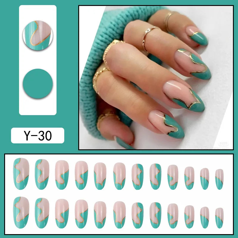 Chic and Convenient: 24-Piece Removable Ballerina Press-On Nail Art Set with Long Round Heads, Full Cover Design, and Reusable False Nails