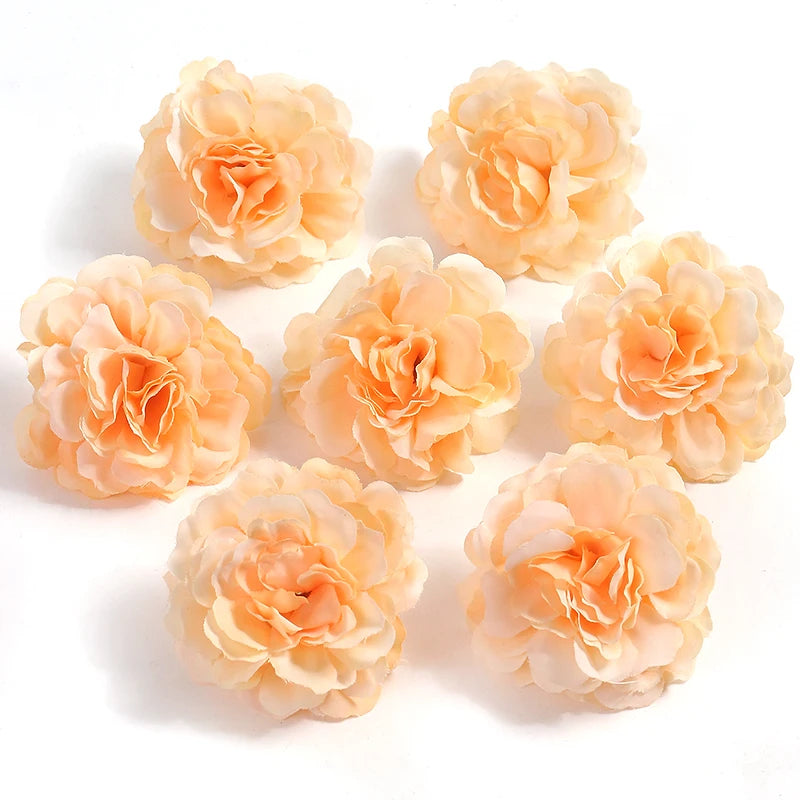 10PCs Rose Artificial Flowers 4.5cm Fake Flower Head for Christmas Marriage Wedding Decoration Home Decor DIY Garland Accessory