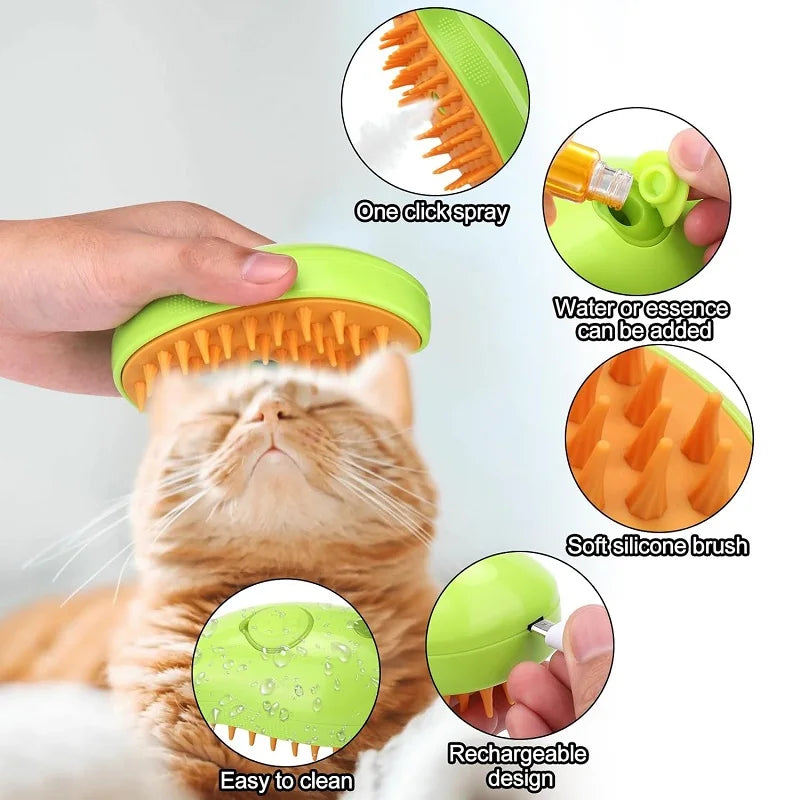 Cat Steam Brush - Steamy Dog Brush 3 in 1 Electric Spray