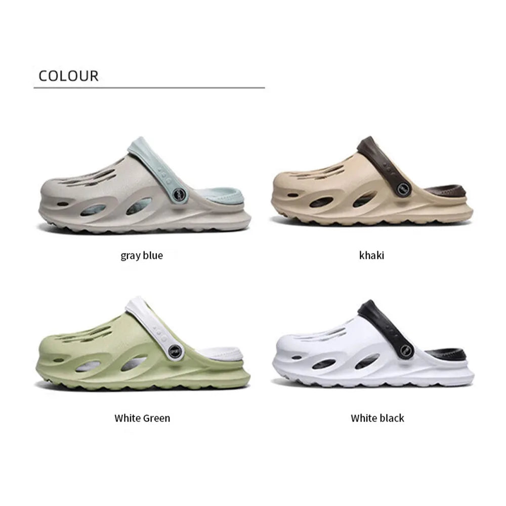 Men's Fashion Beach Sandals Thick Sole Slipper Waterproof Anti-Slip Sandals Flip Flops Non-slip toe EVA hole shoes 02