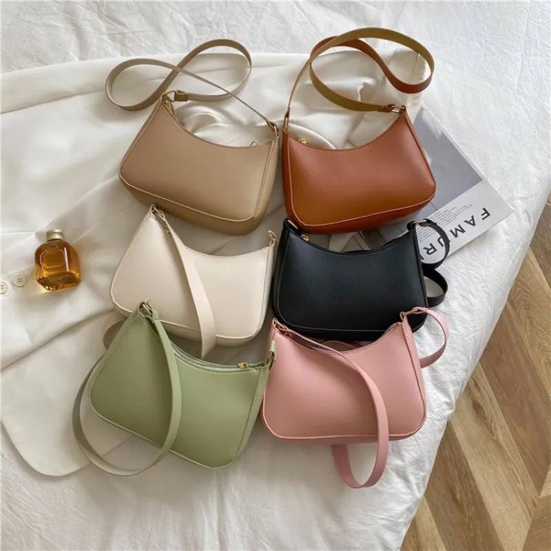 Leather Shoulder Underarm Bag - Casual Ladies Hand Bags