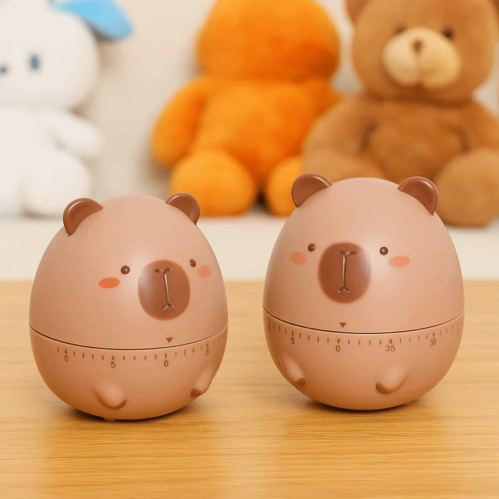 Portable Cartoon Capybara Timer Cute Plastic Animal Timer Funny Animal Clock Alarm Kitchen Tools