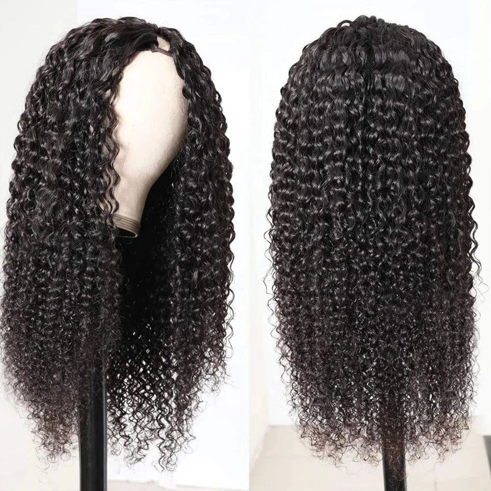 Sleek U Part Kinky Curly Human Hair Wig Brazilian Curly Hair