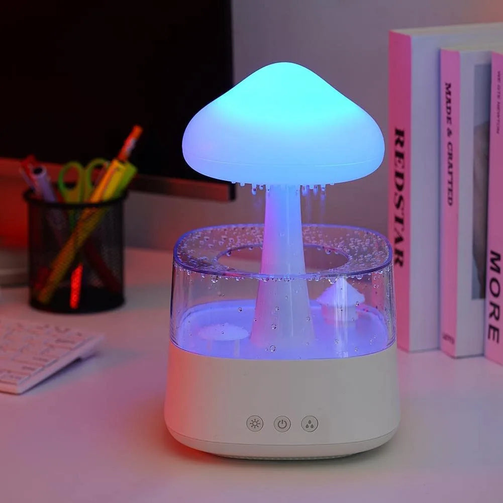 Colorful Mushroom Night Light Humidifier & Aroma Diffuser - Rain Cloud Design