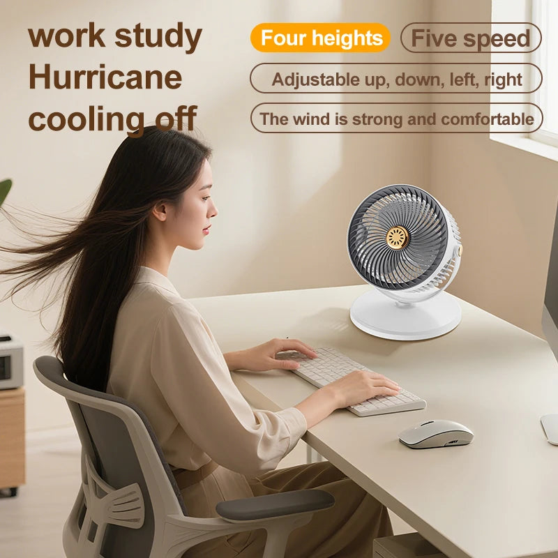 Wireless Rechargeable Adjustable Height Fan – Portable USB Outdoor Camping Fan with Strong Airflow for Travel, Dorm & Home Use