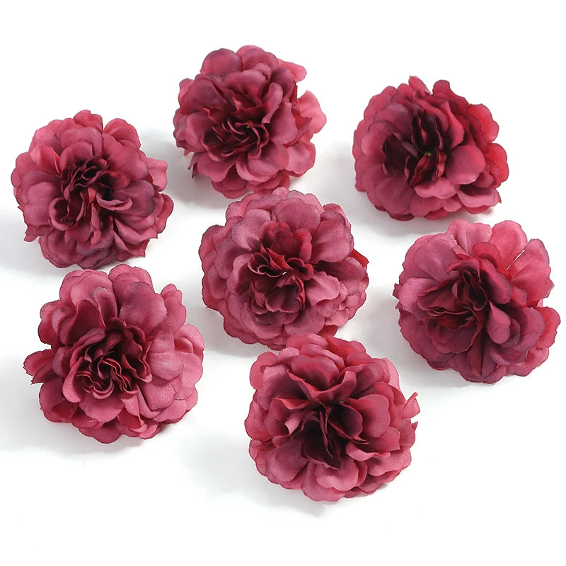 10PCs Rose Artificial Flowers 4.5cm Fake Flower Head for Christmas Marriage Wedding Decoration Home Decor DIY Garland Accessory