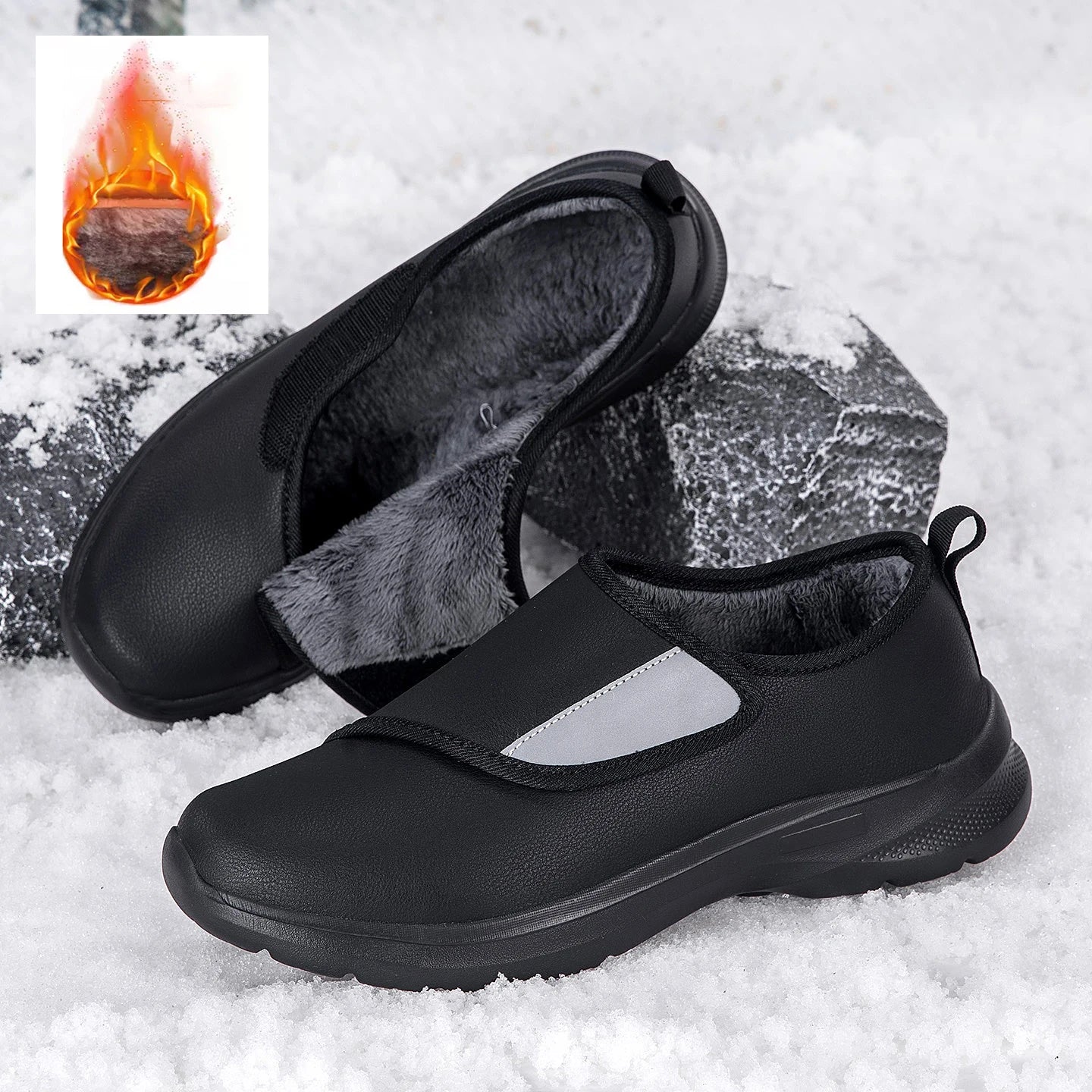 Men's Wide Fit Comfort Walking Shoes – Adjustable Hook & Loop Leather Sneakers for Swollen Feet, Breathable Orthopedic-Inspired Casual Shoes