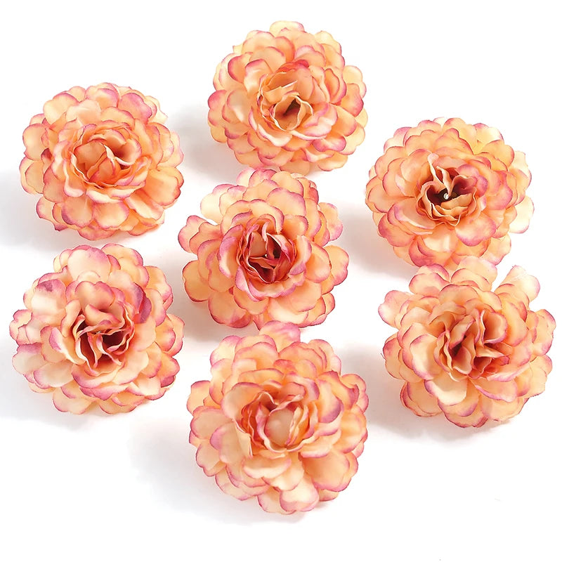 10PCs Rose Artificial Flowers 4.5cm Fake Flower Head for Christmas Marriage Wedding Decoration Home Decor DIY Garland Accessory