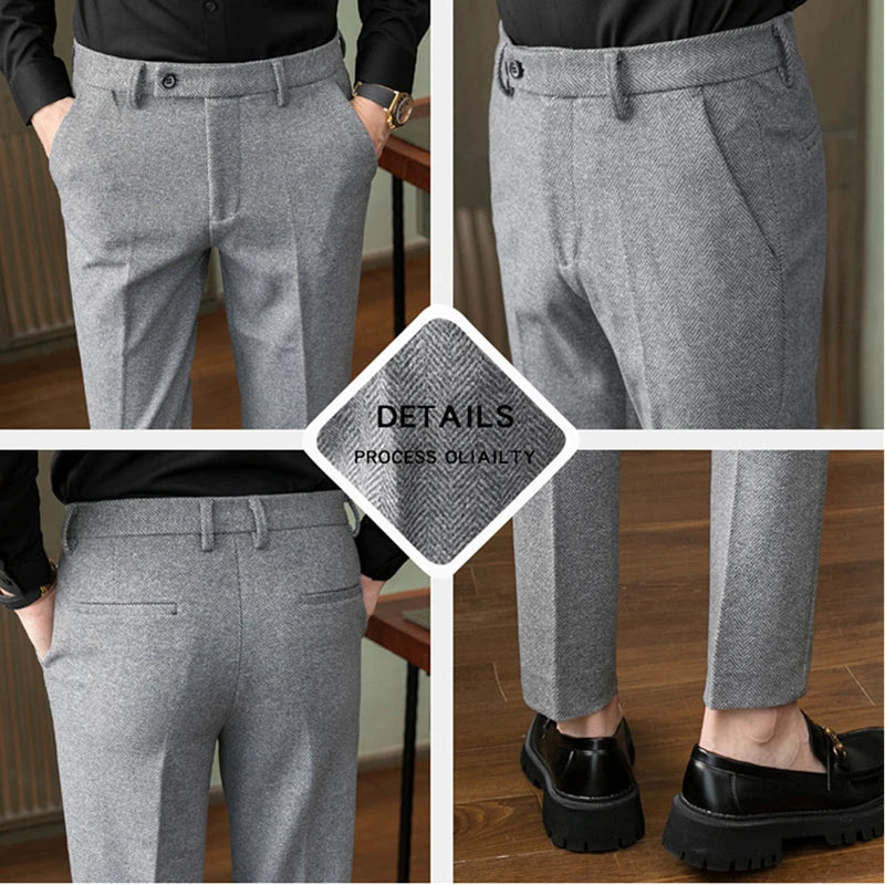 Autumn/Winter New Gray Woolen Pants