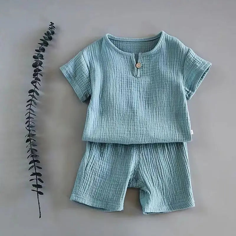 Summer Linen Cotton Clothing Set for Babies and Kids – Unisex, Casual