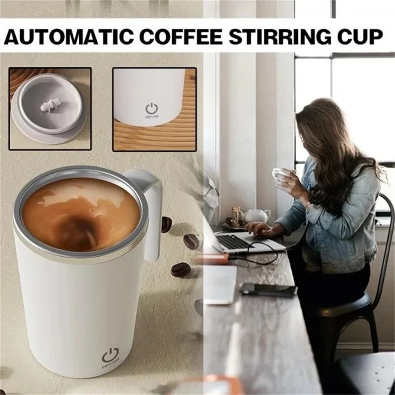 Self-Stirring Rechargeable Mug - Magnetic Mixing Cup for Coffee and Milk