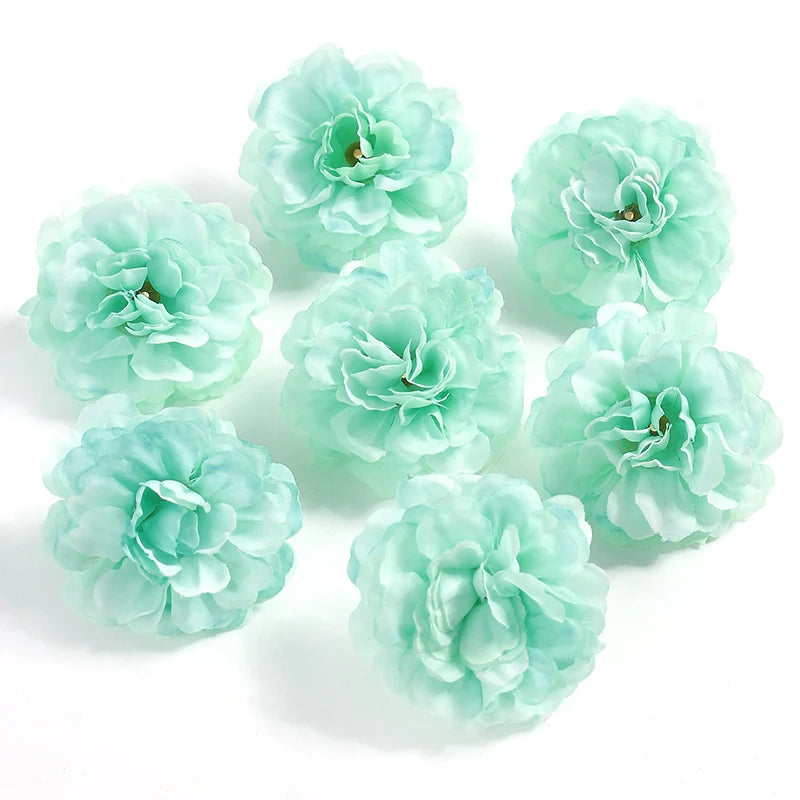 10PCs Rose Artificial Flowers 4.5cm Fake Flower Head for Christmas Marriage Wedding Decoration Home Decor DIY Garland Accessory