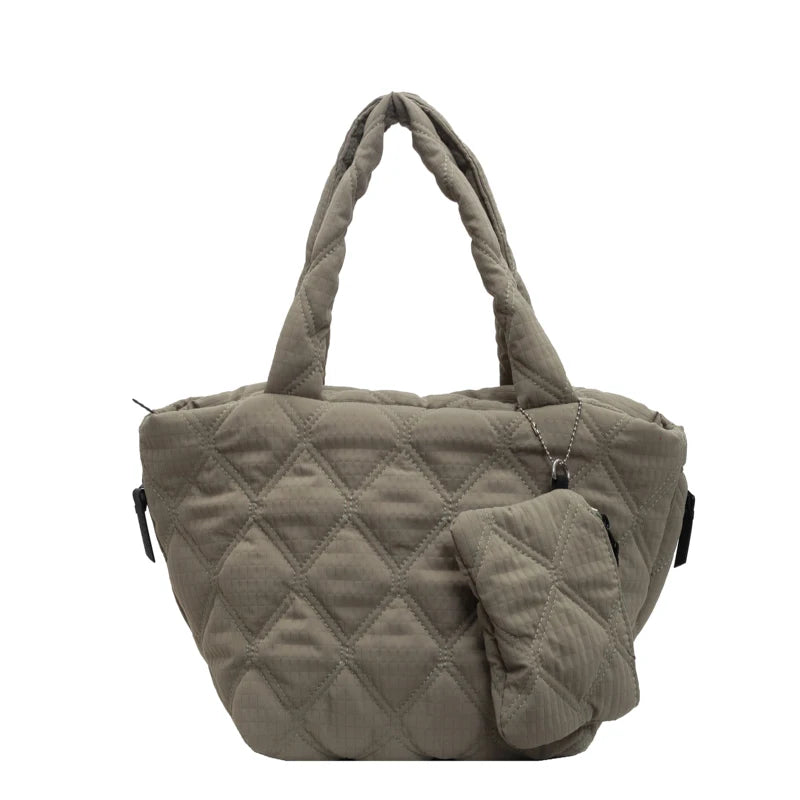 Puffer Tote Bag for Women Lightweight Down Cotton Padded Crossbody Bag Large Capacity Handbag Puffy Purse for Shopping Travel ﻿