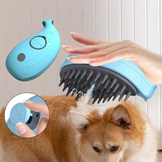 Dog Cat Steam Hair Brush Electric Spray Comb Whale Shape