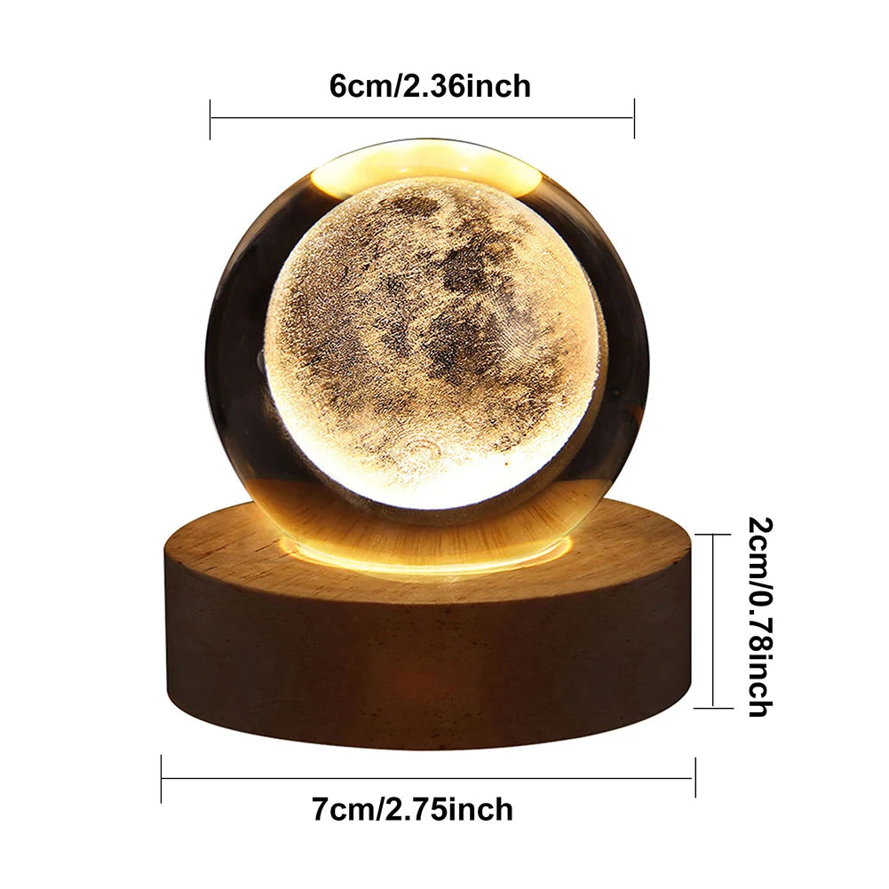 Crystal Ball Night Lights Glowing Planet Galaxy / Moon Table Lamp / USB Atmosphere Lamp Tabletop Decorations / Kid Gifts