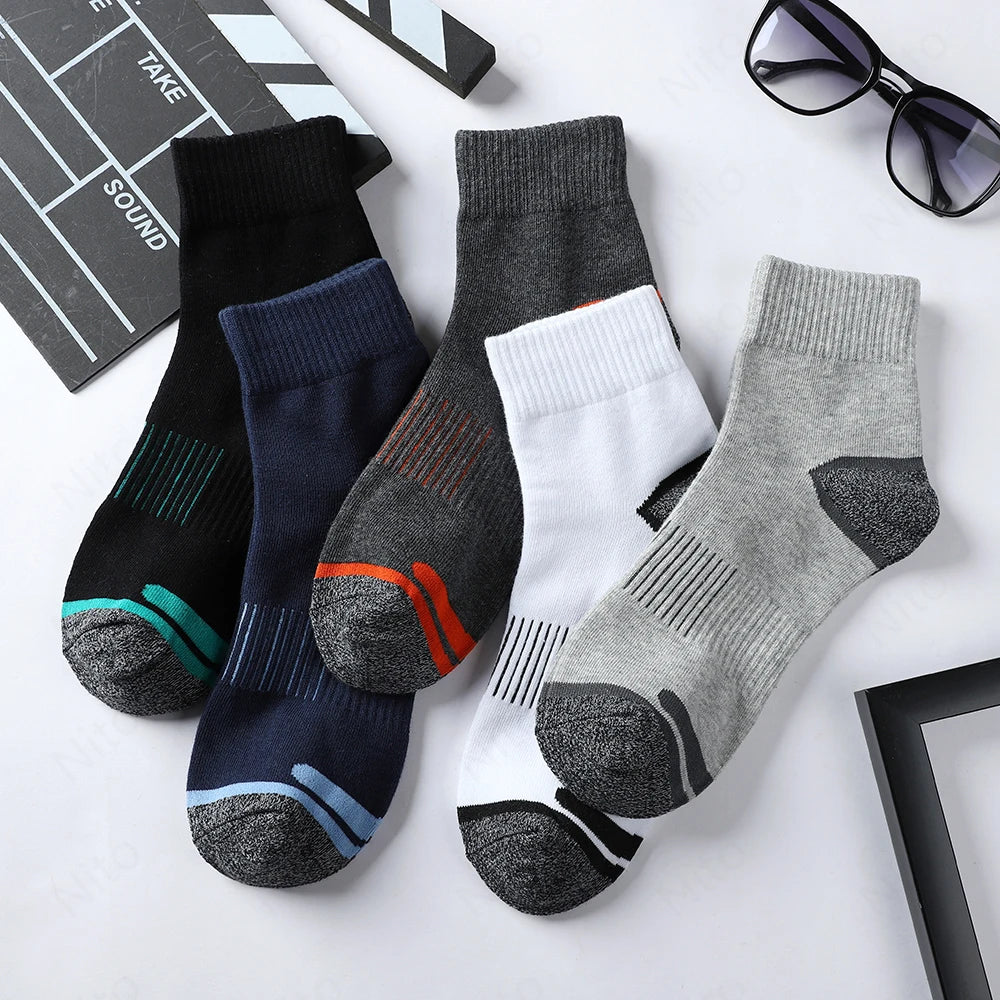 Premium Men's Sports & Casual Socks – Breathable Cotton Blend, 5 Pairs (Size 38-45)