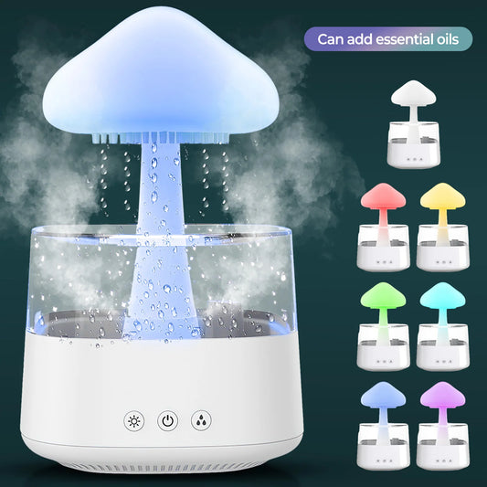 Colorful Mushroom Night Light Humidifier & Aroma Diffuser - Rain Cloud Design