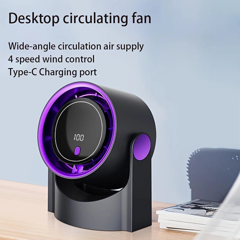 Portable Rechargeable Desktop Fan – 1200mAh USB Cooling Fan with 100 Speeds, Adjustable Angle, Timer & Quiet Operation for Home, Office & Travel