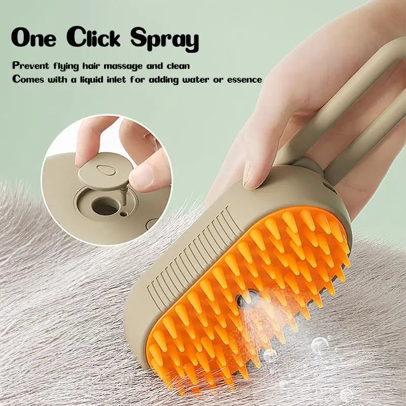 3-in-1 Electric Pet Grooming Tool: Steamy Dog Brush with Spray for Cats and Dogs - Massages, Removes Tangled and Loose Hair