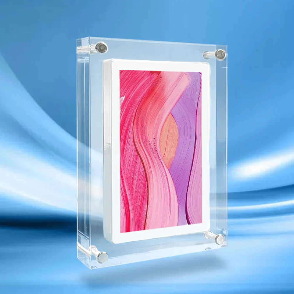 Stylish 5/7 Inch Acrylic Digital Photo Frame with IPS Display, 2GB Memory, and Built-in Battery