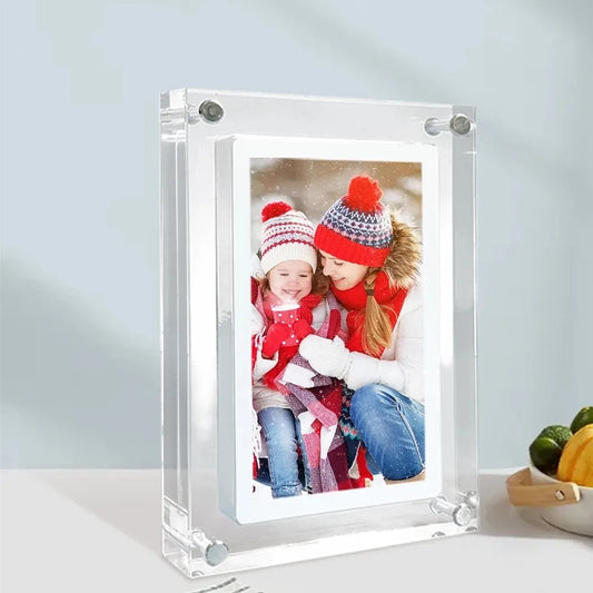 Stylish 5/7 Inch Acrylic Digital Photo Frame with IPS Display, 2GB Memory, and Built-in Battery