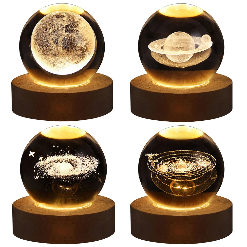 Crystal Ball Night Lights Glowing Planet Galaxy / Moon Table Lamp / USB Atmosphere Lamp Tabletop Decorations / Kid Gifts