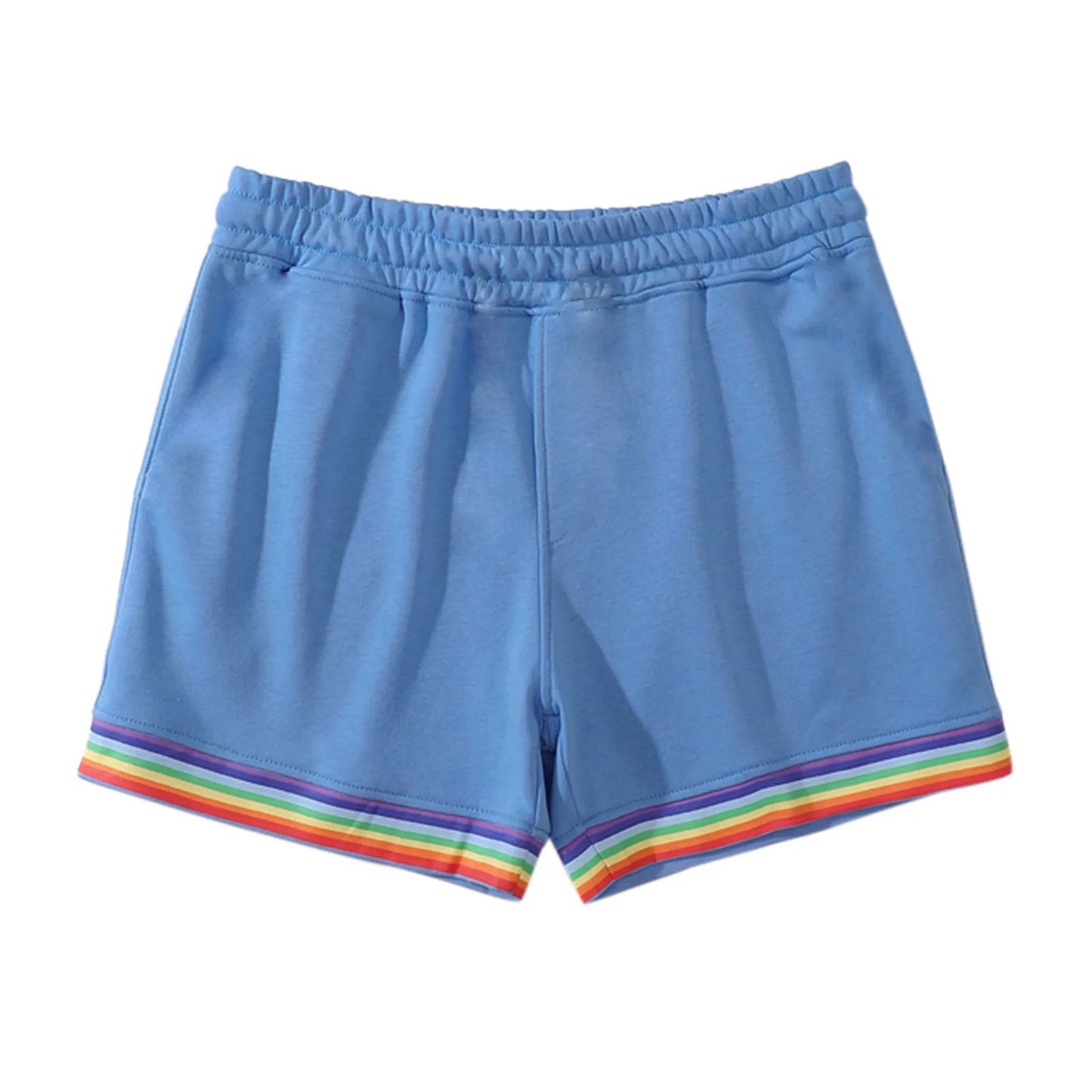 2024 Men's Vibrant Rainbow Patchwork Gym Shorts: Stylish Streetwear for Leisure, Running, and Fitness in Solid Colors, Sizes S-4XL