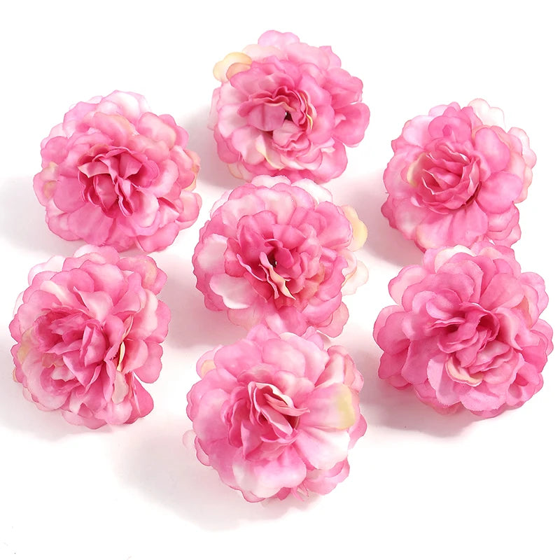 10PCs Rose Artificial Flowers 4.5cm Fake Flower Head for Christmas Marriage Wedding Decoration Home Decor DIY Garland Accessory