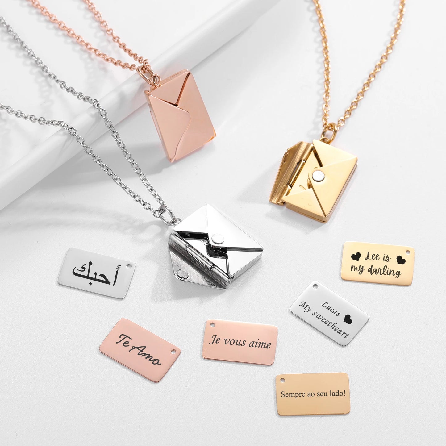 Love Letter Envelope Pendant Necklace Customized Stainless Steel