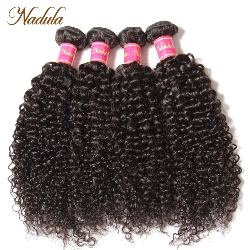 Nadula Brazilian Curly Hair Weave – 3 Bundles/4PCS Deal | Premium Virgin Human Hair Extensions (8-26 inches)