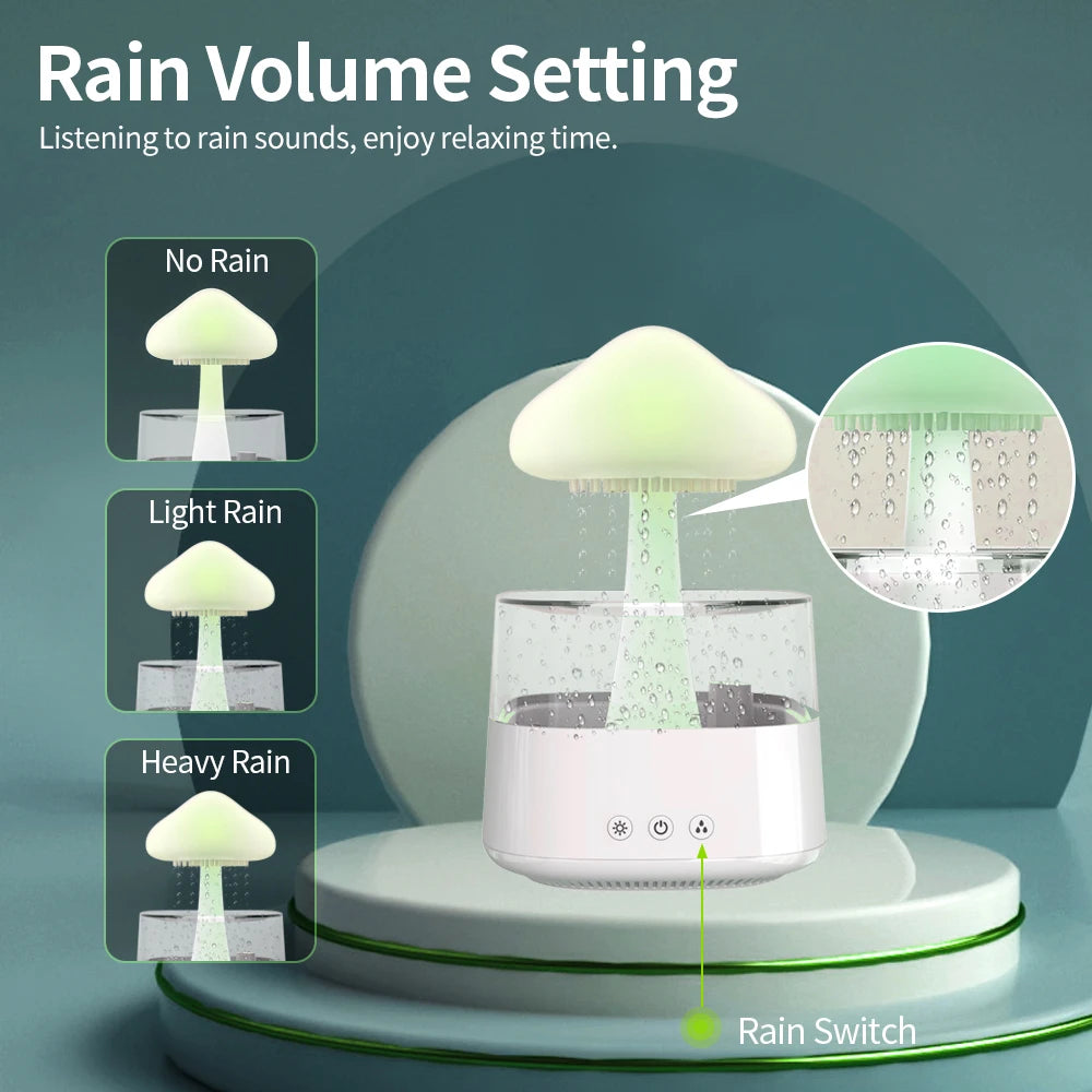 Colorful Mushroom Night Light Humidifier & Aroma Diffuser - Rain Cloud Design