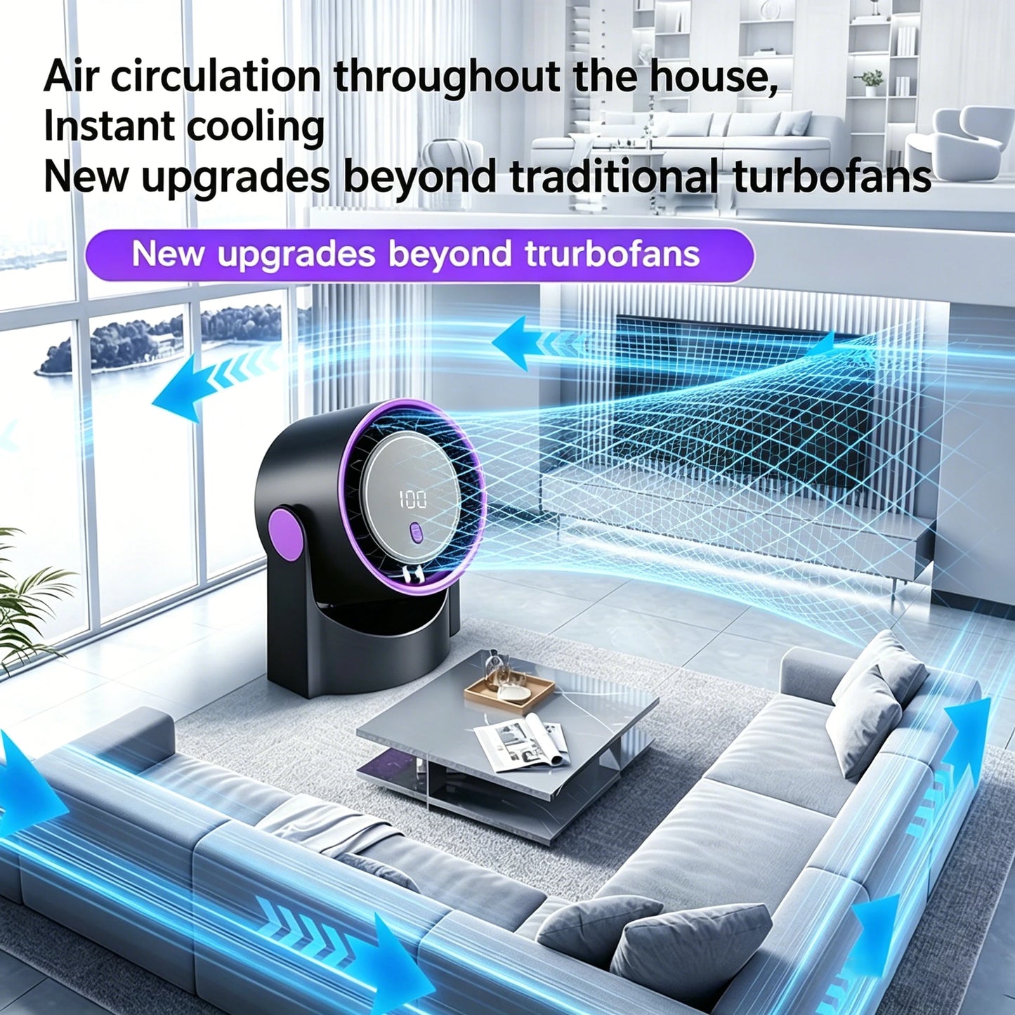 Portable Rechargeable Desktop Fan – 1200mAh USB Cooling Fan with 100 Speeds, Adjustable Angle, Timer & Quiet Operation for Home, Office & Travel