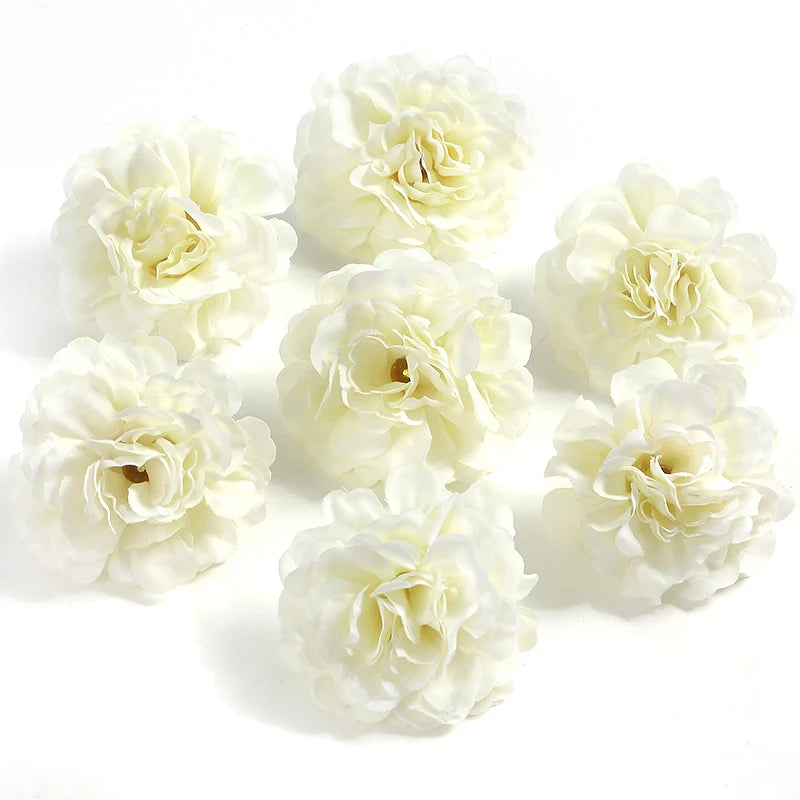 10PCs Rose Artificial Flowers 4.5cm Fake Flower Head for Christmas Marriage Wedding Decoration Home Decor DIY Garland Accessory