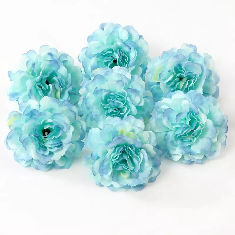 10PCs Rose Artificial Flowers 4.5cm Fake Flower Head for Christmas Marriage Wedding Decoration Home Decor DIY Garland Accessory
