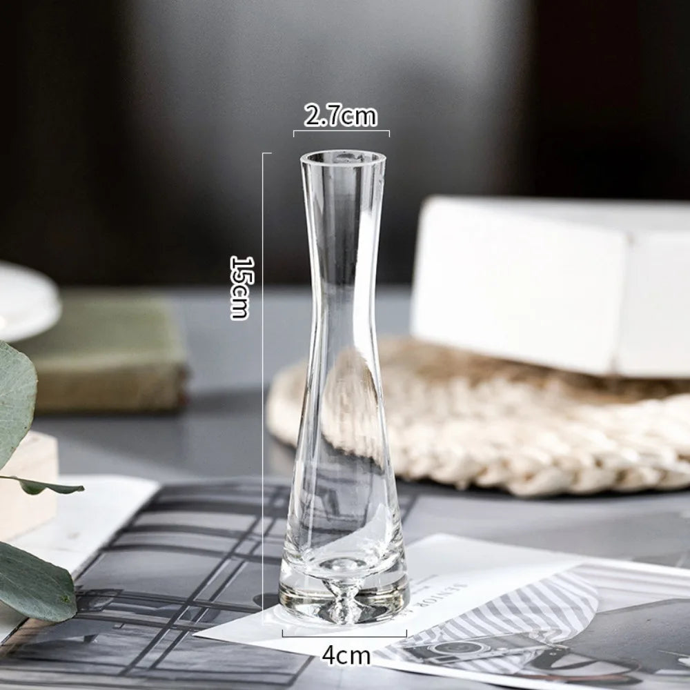 Modern European Transparent Glass Vase – Slanted Mouth Hydroponic Flower Vase for Home Decor, Table Centerpiece, Office & Living Room Decoration