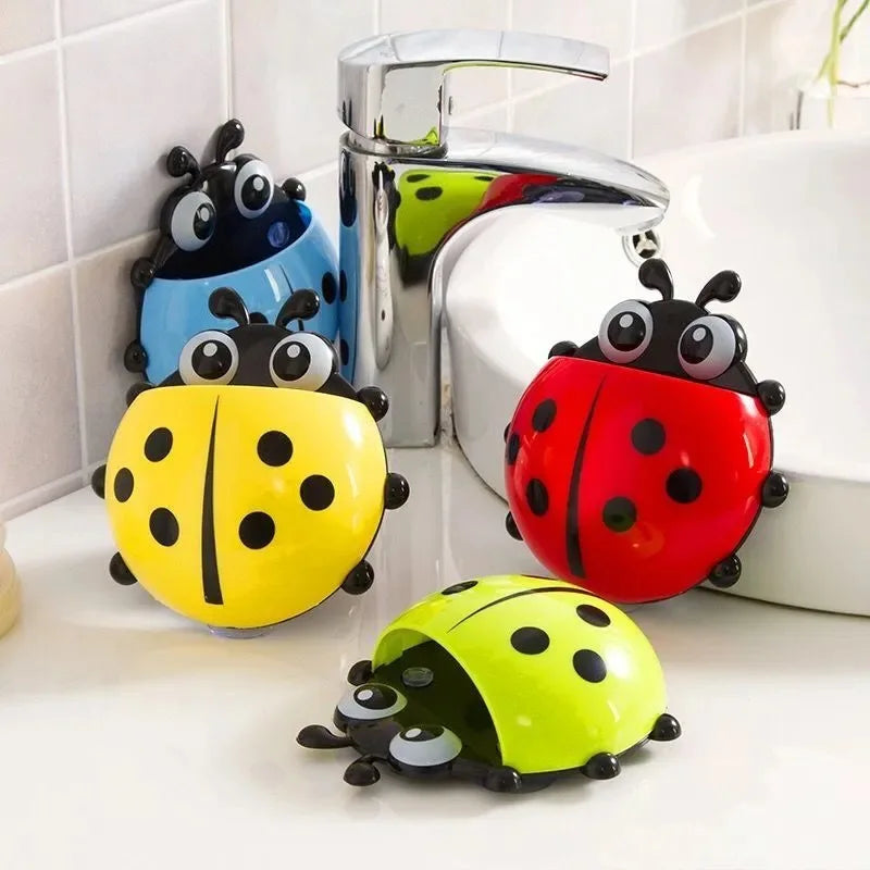 Ladybug Animal Insect - Toothbrush Toothpaste Wall Suction Holder Rack Container Organizer