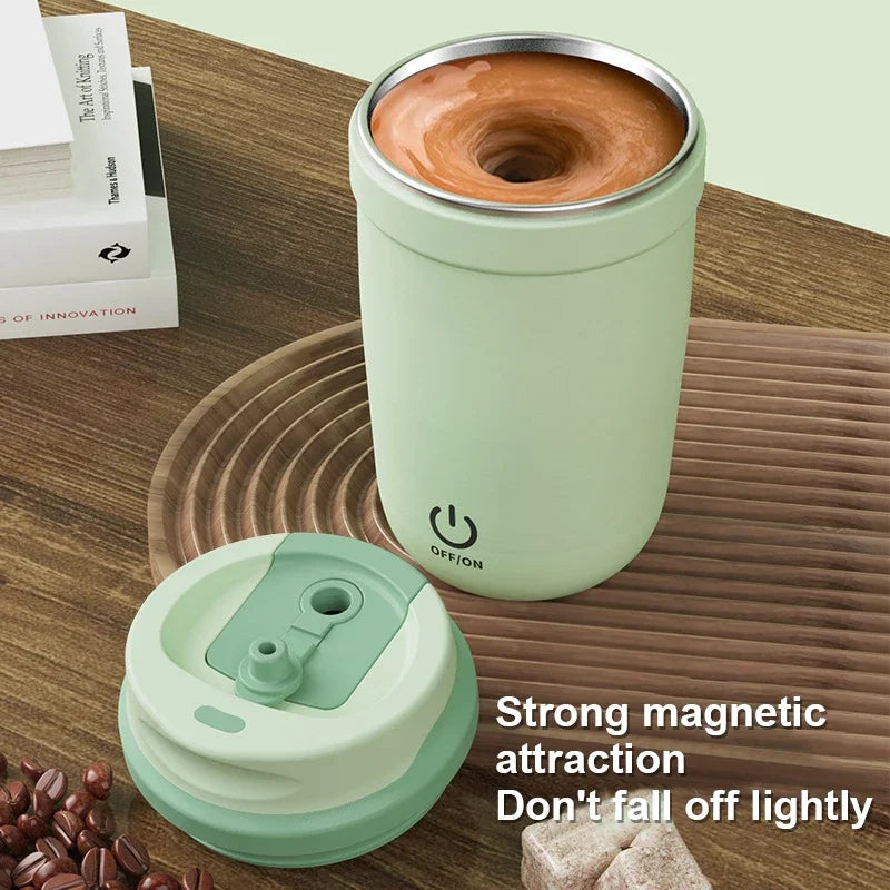 Automatic Electric Self-Stirring Coffee Mug with Straw – Portable Charging Coffee and Milk Mixing Cup