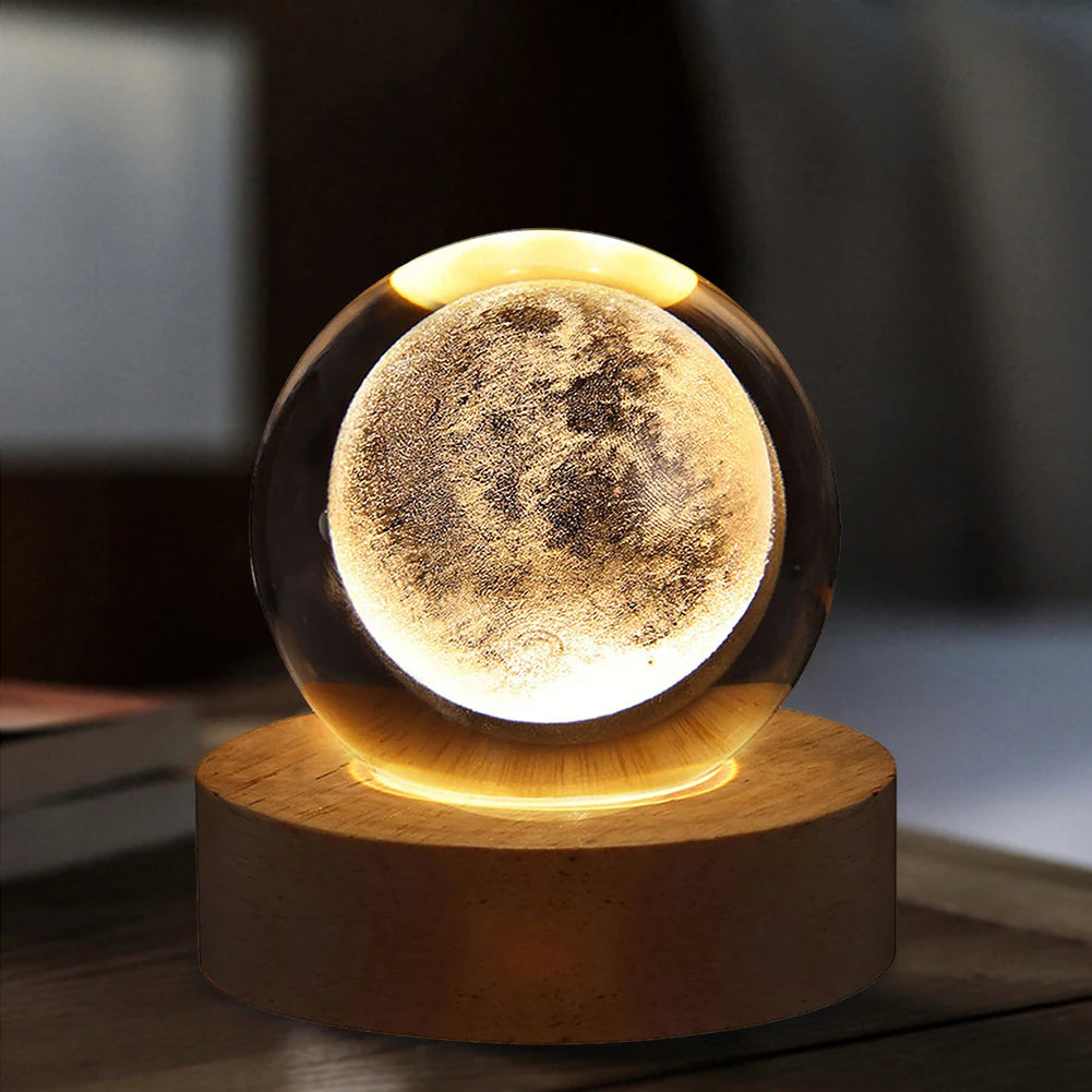 Crystal Ball Night Lights Glowing Planet Galaxy / Moon Table Lamp / USB Atmosphere Lamp Tabletop Decorations / Kid Gifts