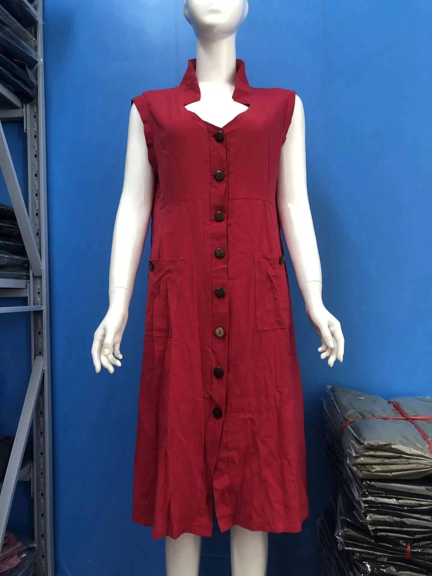 MsChuh Summer Linen Blend Midi Dress for Women – Sleeveless, Vintage-Inspired, Casual Chic